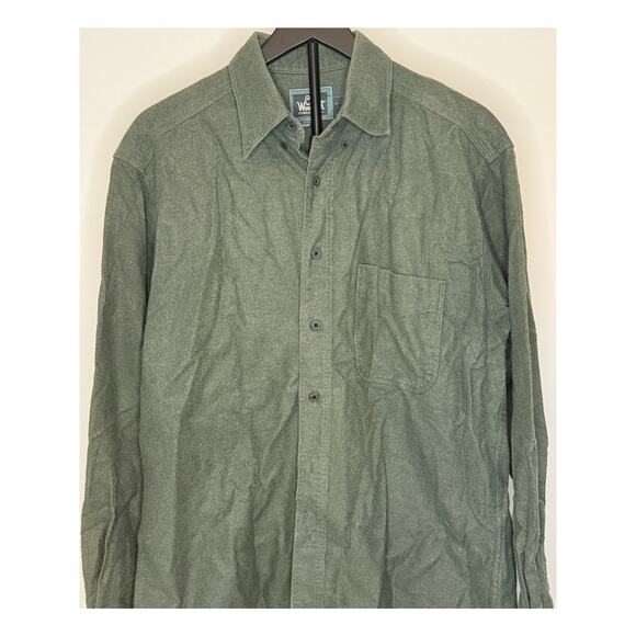 Woolrich Green Button Down Cotton Flannel Shirt Large - Picture 1 of 4
